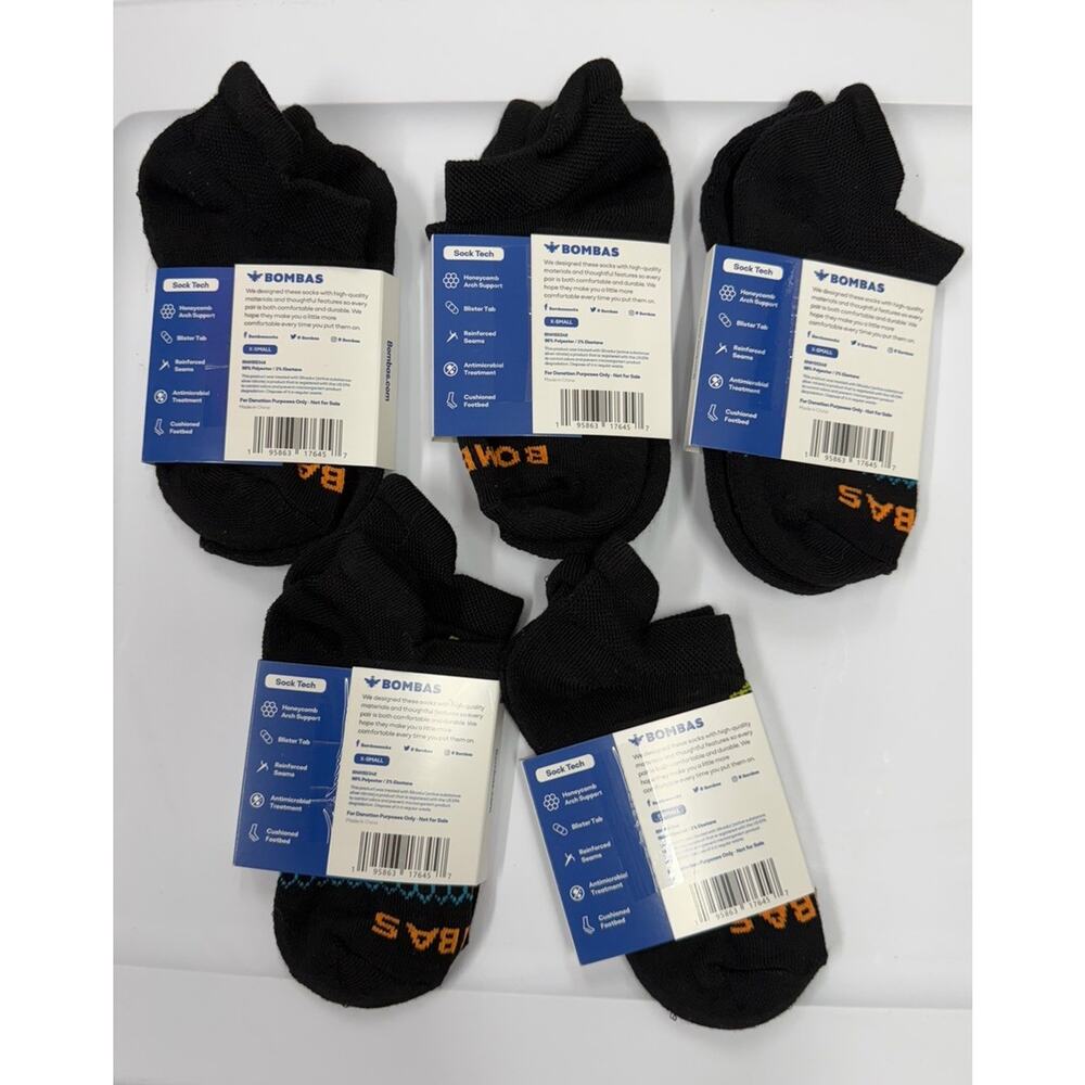 Lot of 5 Bombas Womens Honeycomb Arch Support Socks Low Cut XS X-Small - Picture 2 of 5